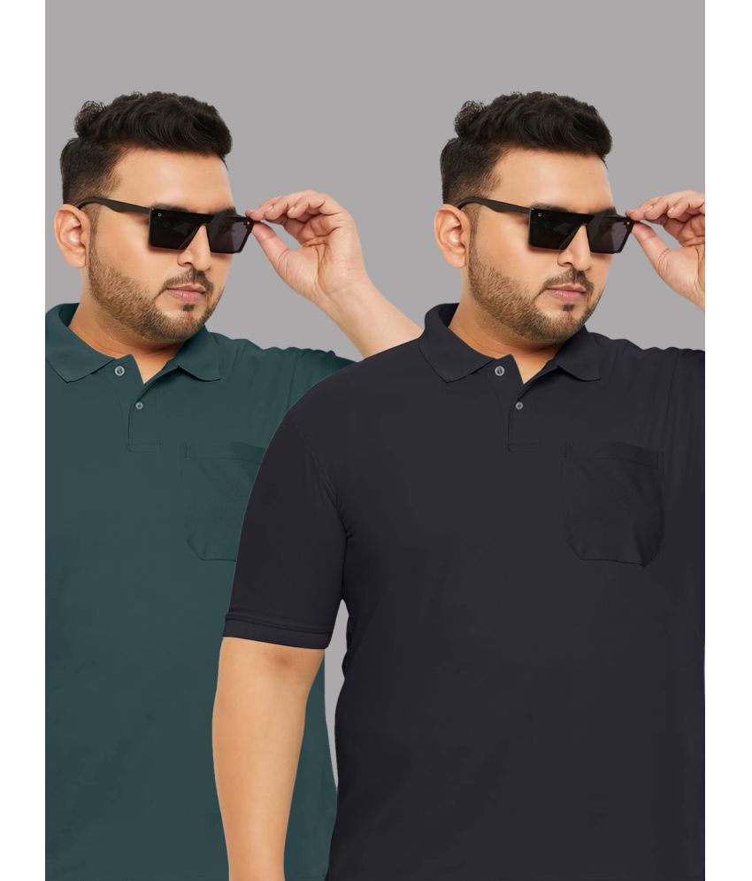     			YHA Cotton Blend Regular Fit Solid Half Sleeves Men's Polo T Shirt - Black ( Pack of 2 )