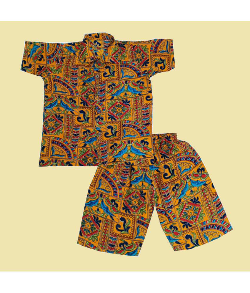     			harshvardhanmart Mustard Crepe Unisex Shirt & Shorts ( Pack of 1 )