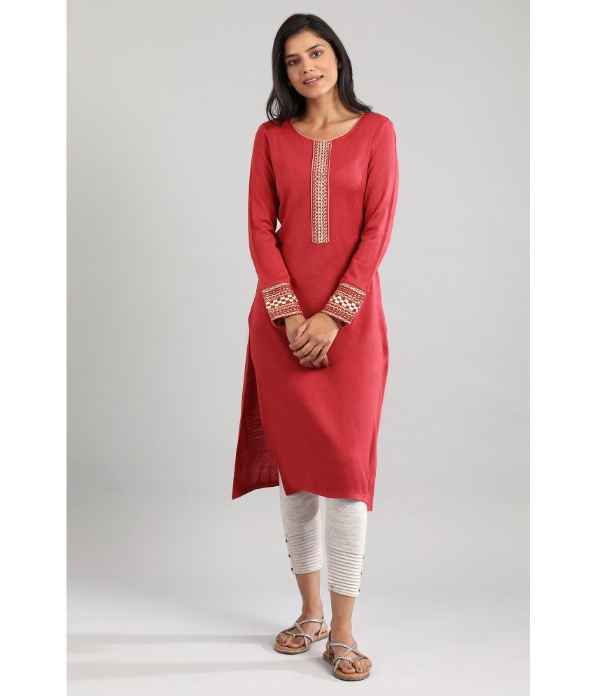     			Aurelia Acrylic Solid Straight Women's Kurti - Red ( Pack of 1 )