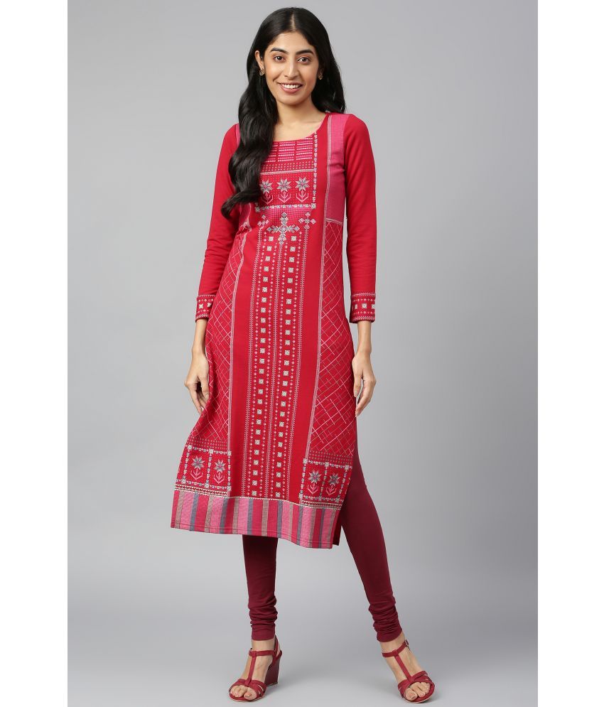     			Aurelia Cotton Blend Printed Straight Women's Kurti - Red ( Pack of 1 )