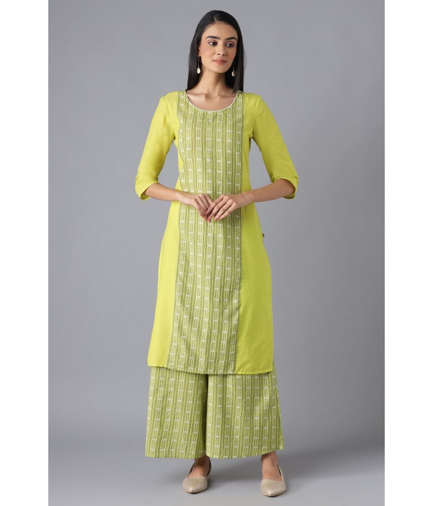     			Aurelia Cotton Dyed Kurti With Pants Women's Stitched Salwar Suit - Green ( Pack of 1 )