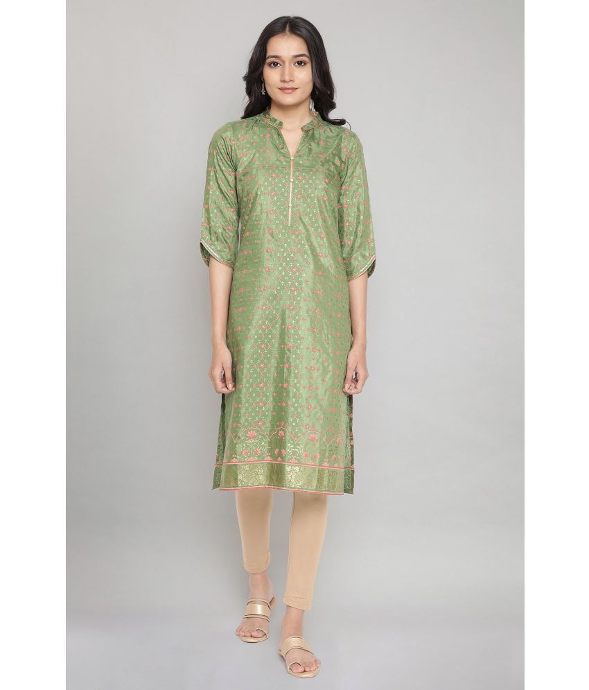     			Aurelia Polyester Printed Straight Women's Kurti - Green ( Pack of 1 )