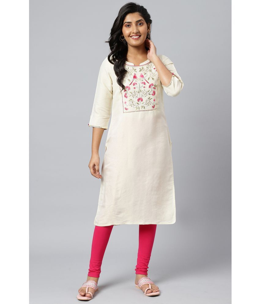     			Aurelia Viscose Dyed Straight Women's Kurti - Off White ( Pack of 1 )