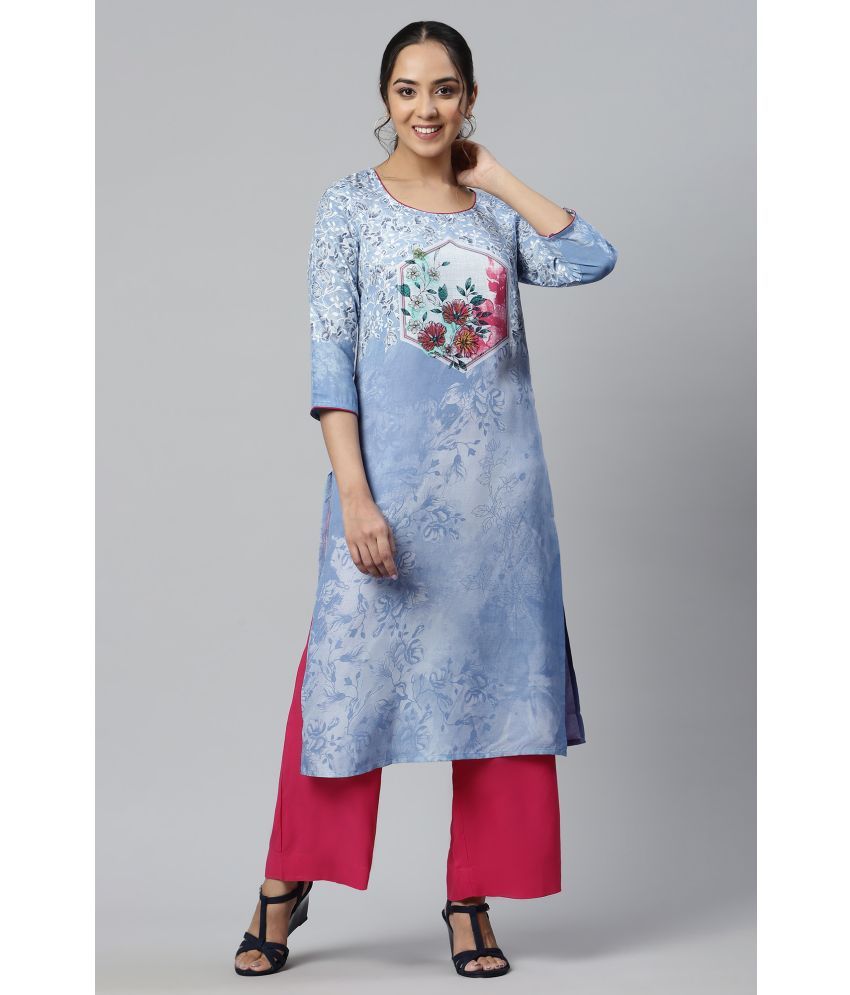     			Aurelia Viscose Printed Straight Women's Kurti - Blue ( Pack of 1 )