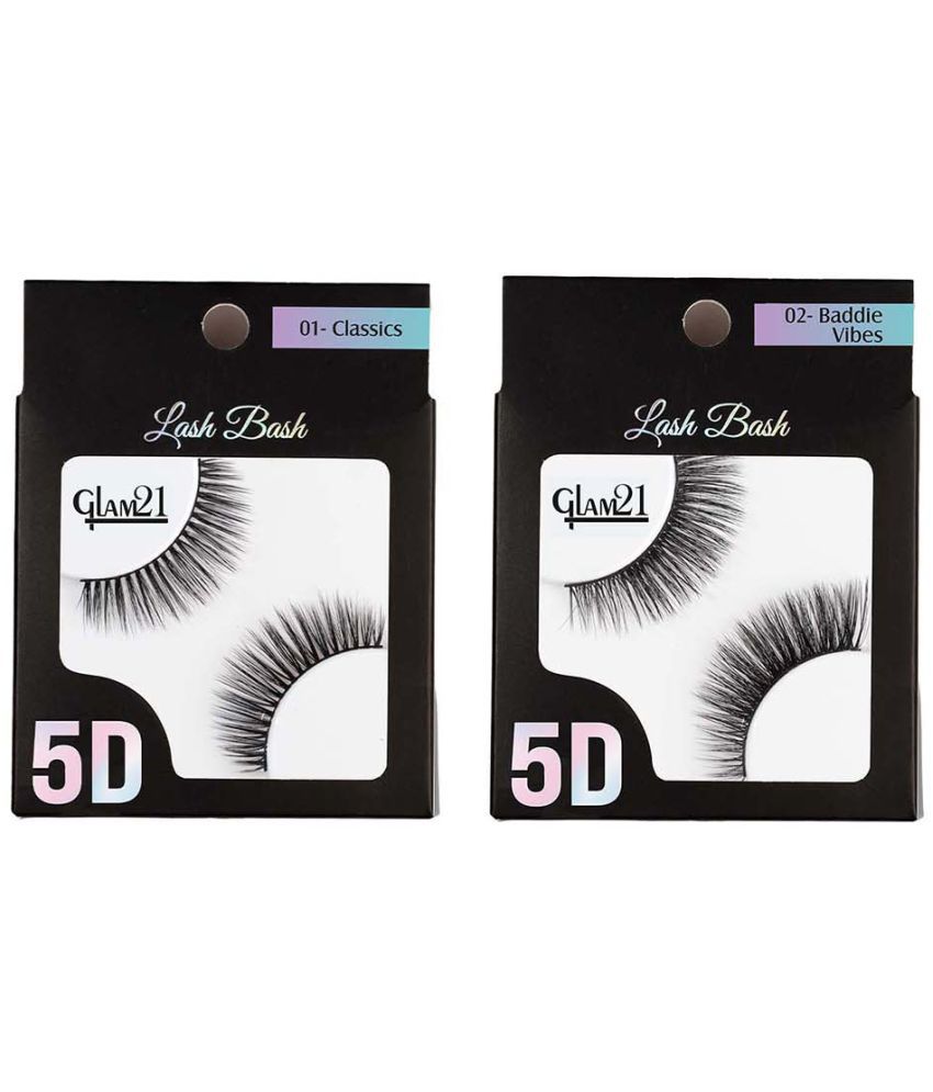     			Glam21 Lash Bash Eyelashes False Eyelashes for Eye Natural & Soft Pack of 2 (Classics-Baddie Vibes)