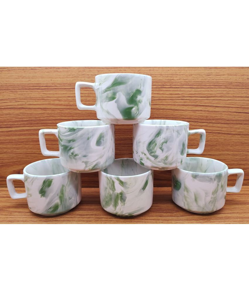     			Laghima jadon Green Hotel Cup Printed Ceramic Tea Cup 130 ml ( Pack of 6 )