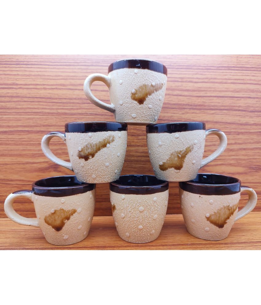     			Laghima jadon U Shape Abstract Ceramic Tea Cup 90 ml ( Pack of 6 )