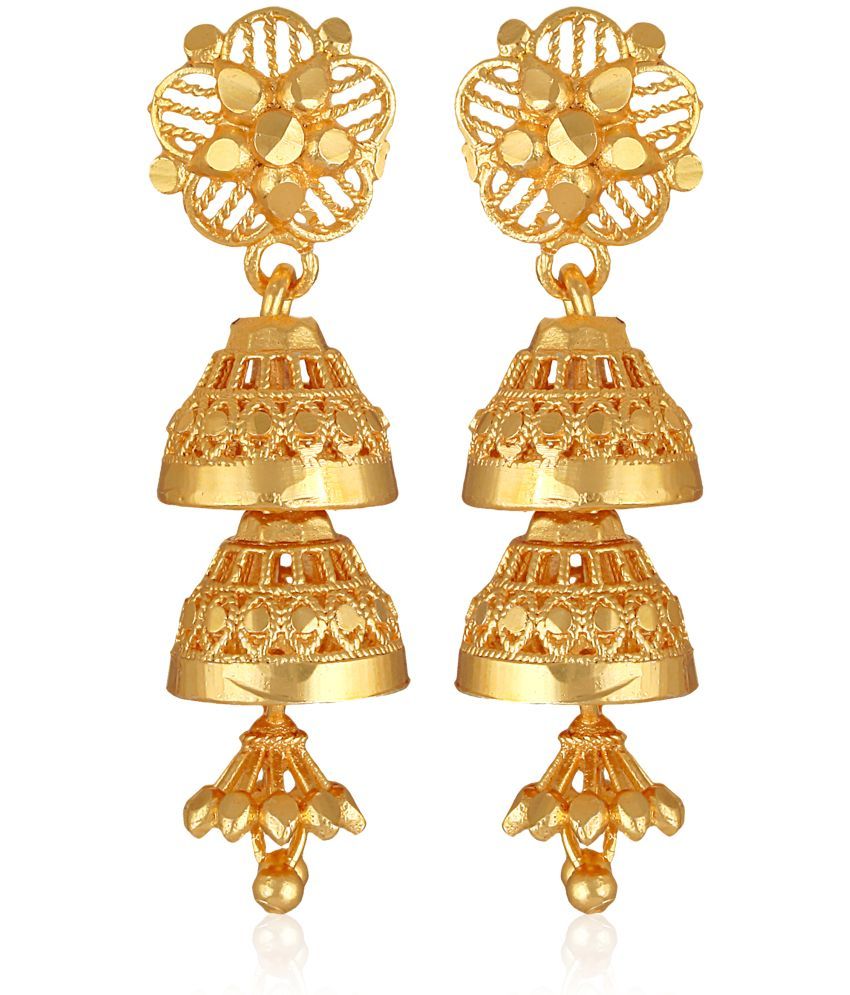     			VIVASTRI Golden Jhumki Earrings ( Pack of 1 )