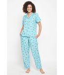 Clovia Blue Rayon Women's Nightwear Nightsuit Sets ( Pack of 1 )