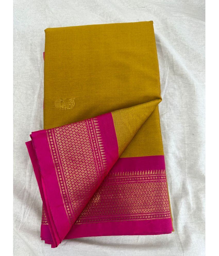     			Aika Cotton Silk Embellished Saree With Blouse Piece - Mustard ( Pack of 1 )