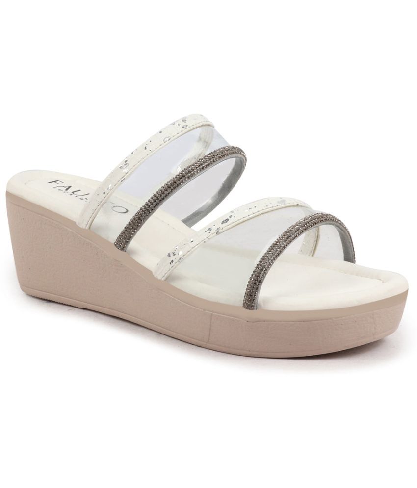     			Fausto White Women's Flats