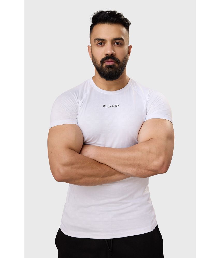     			Fuaark White Polyester Slim Fit Men's Sports T-Shirt ( Pack of 1 )