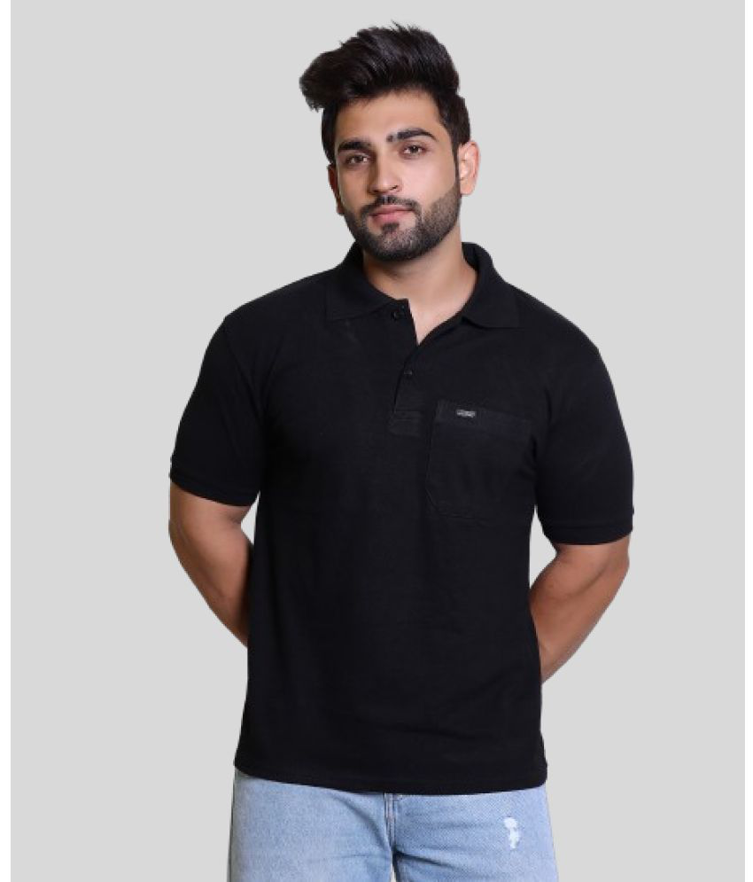     			Japroz Cotton Regular Fit Solid Half Sleeves Men's Polo T Shirt - Black ( Pack of 1 )