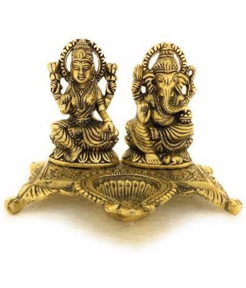     			KridayKraft Aluminium Laxmi Ganesh Idol ( 14 cm )