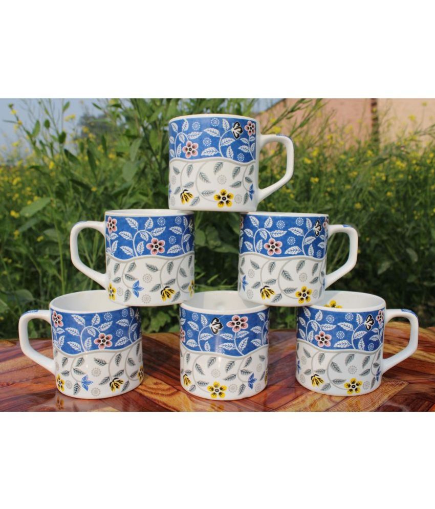     			Laghima jadon Outer Leaf Printed Printed Ceramic Tea Cup 200 ml ( Pack of 6 )