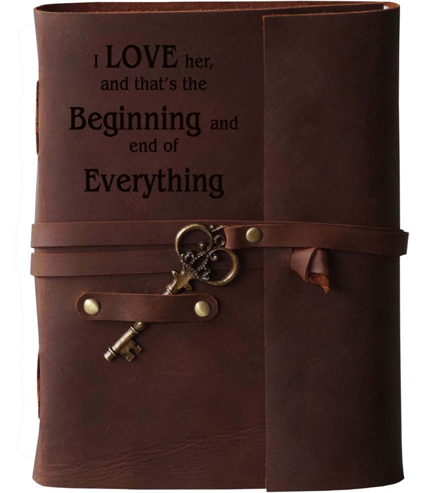     			MAKENSTYLECOLLECTION Handmade Diary with Love Quotes on leather Cover A5 Diary Unruled 144 Pages (Brown)