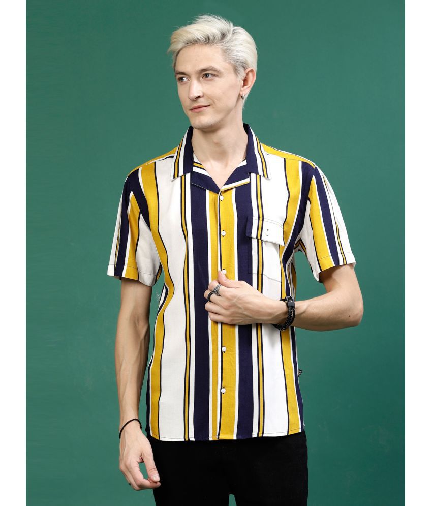    			Rigo Rayon Slim Fit Printed Half Sleeves Men's Casual Shirt - Yellow ( Pack of 1 )