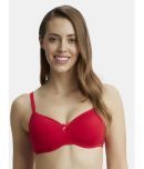 Jockey 1723 Wirefree Padded Super Combed Cotton Elastane Lace Styling T-Shirt Bra - Sangria Red