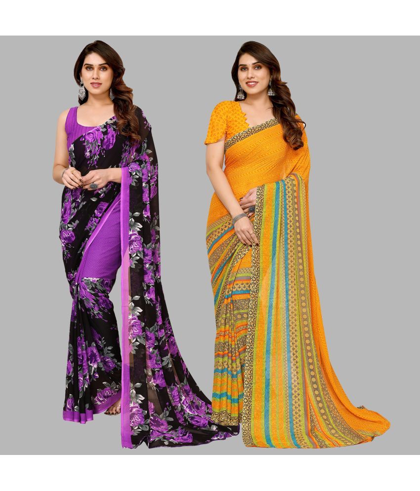     			ANAND SAREES Georgette Printed Saree With Blouse Piece - Multicolor ( Pack of 2 )