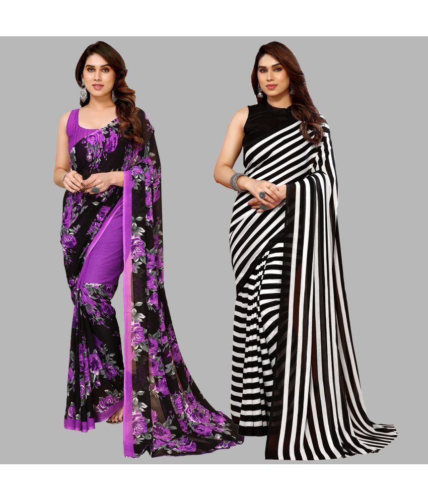     			ANAND SAREES Georgette Printed Saree With Blouse Piece - Multicolor ( Pack of 2 )