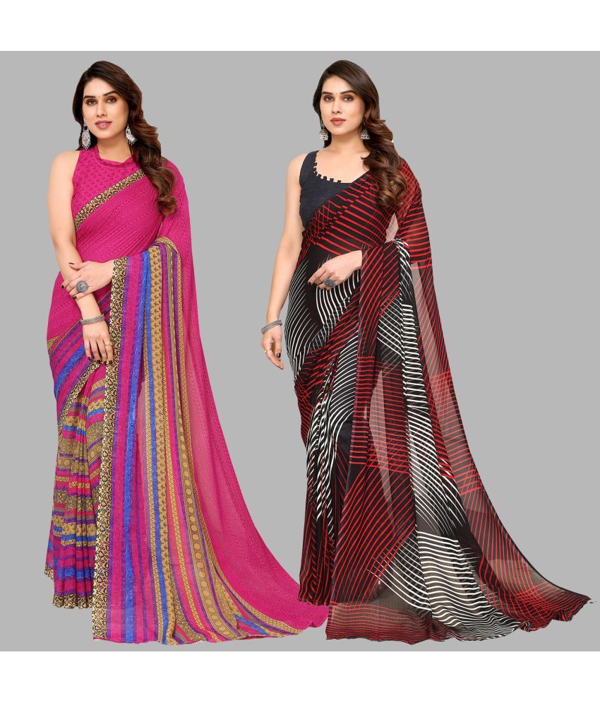     			ANAND SAREES Georgette Printed Saree With Blouse Piece - Multicolor ( Pack of 2 )