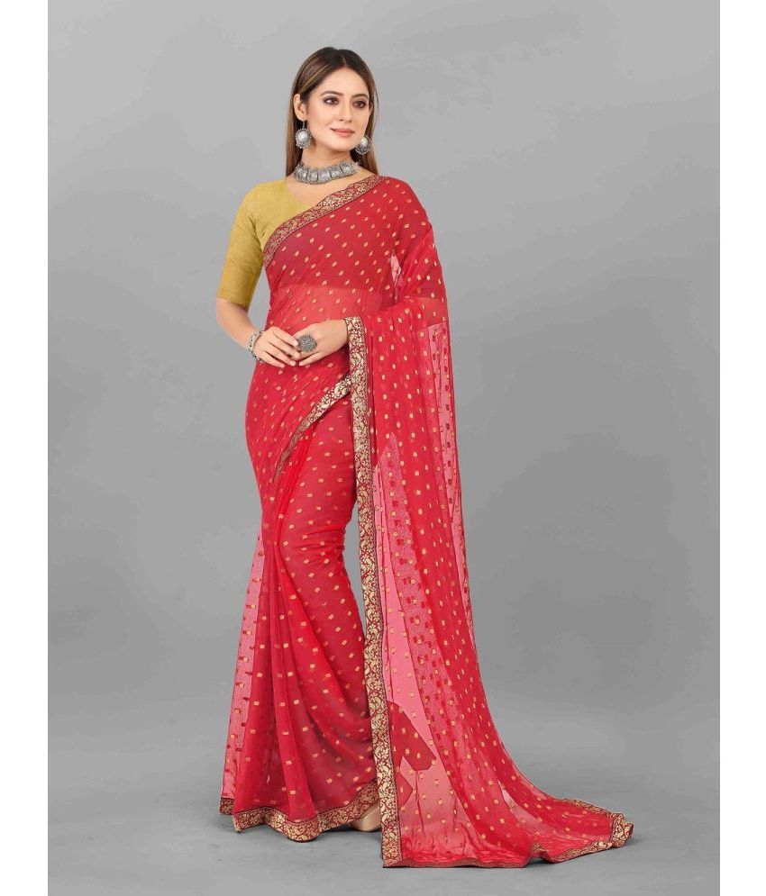     			Aardiva Chiffon Printed Saree With Blouse Piece - Red ( Pack of 1 )