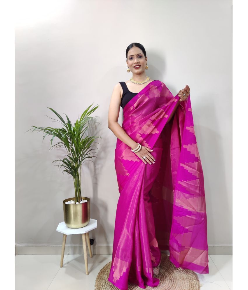     			Apnisha Banarasi Silk Embellished Saree With Blouse Piece - Pink ( Pack of 1 )