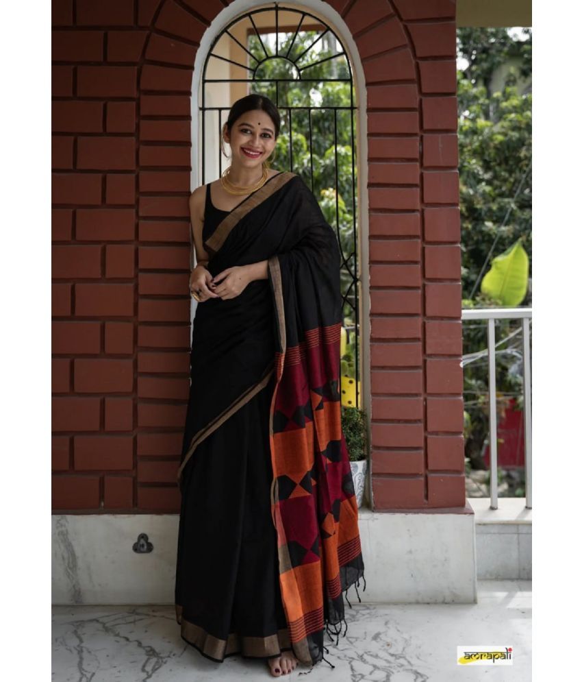     			Apnisha Banarasi Silk Embellished Saree With Blouse Piece - Black ( Pack of 1 )