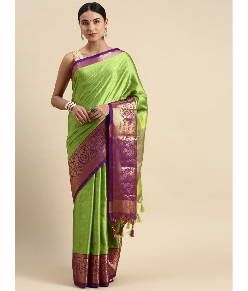     			Apnisha Jacquard Embellished Saree With Blouse Piece - Green ( Pack of 1 )