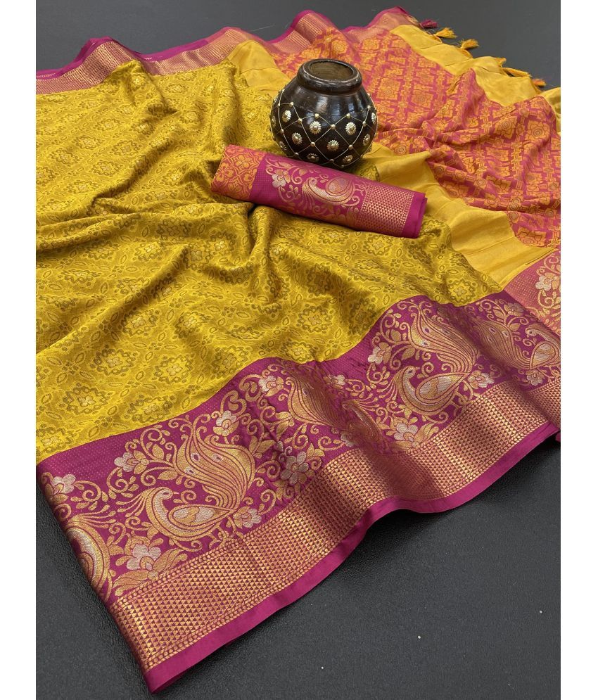     			Apnisha Silk Blend Embellished Saree With Blouse Piece - Rama ( Pack of 1 )