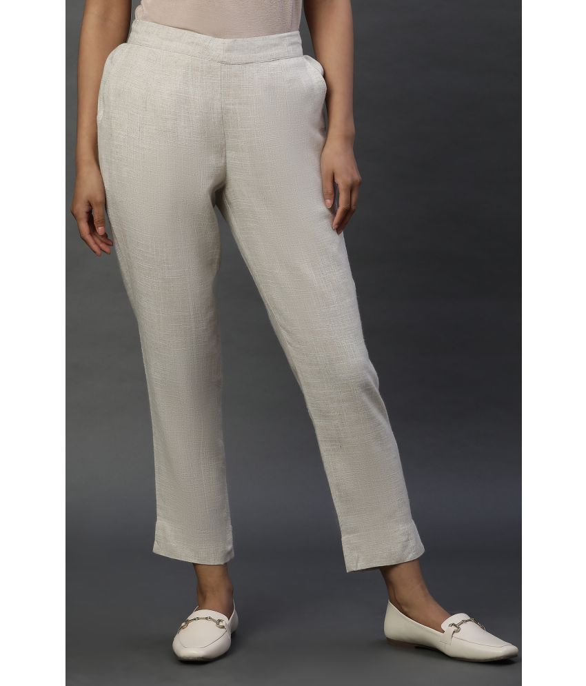     			Aurelia - Off White Rayon Women's Straight Pant ( Pack of 1 )