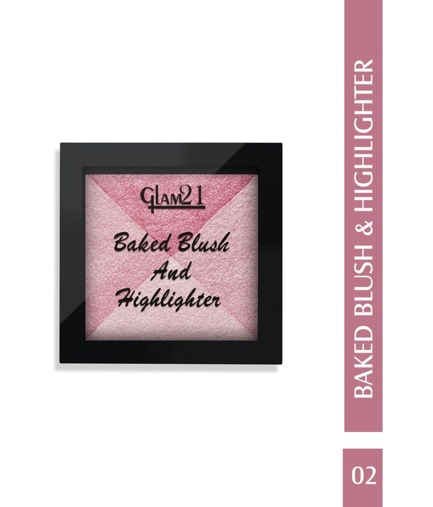     			Glam21 Baked Blush & Highlighter Sun Kissed Shimmery Look For Glowing Skin Light Weight 7gm Shade-02