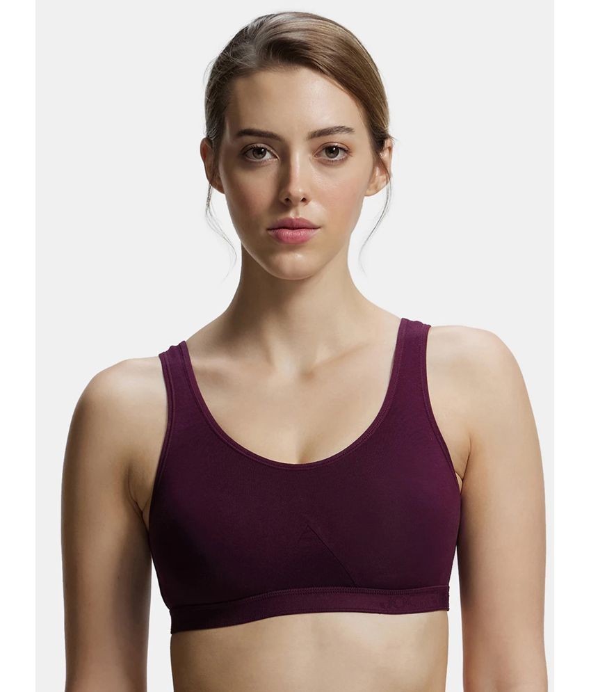     			Jockey 1376 Super Combed Cotton Elastane Slip-On Active Bra - Wine Tasting