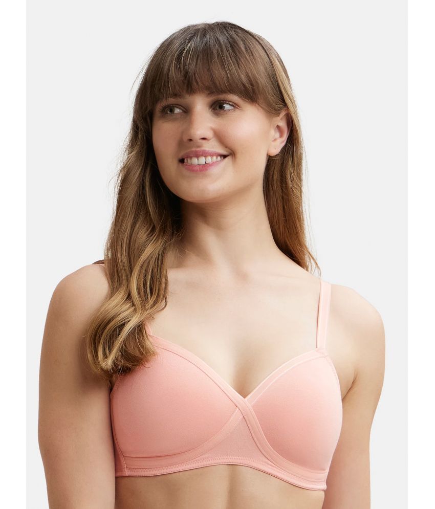     			Jockey FE40 Wirefree Padded Super Combed Cotton Elastane Full Coverage T-Shirt Bra-Candlelight Peach