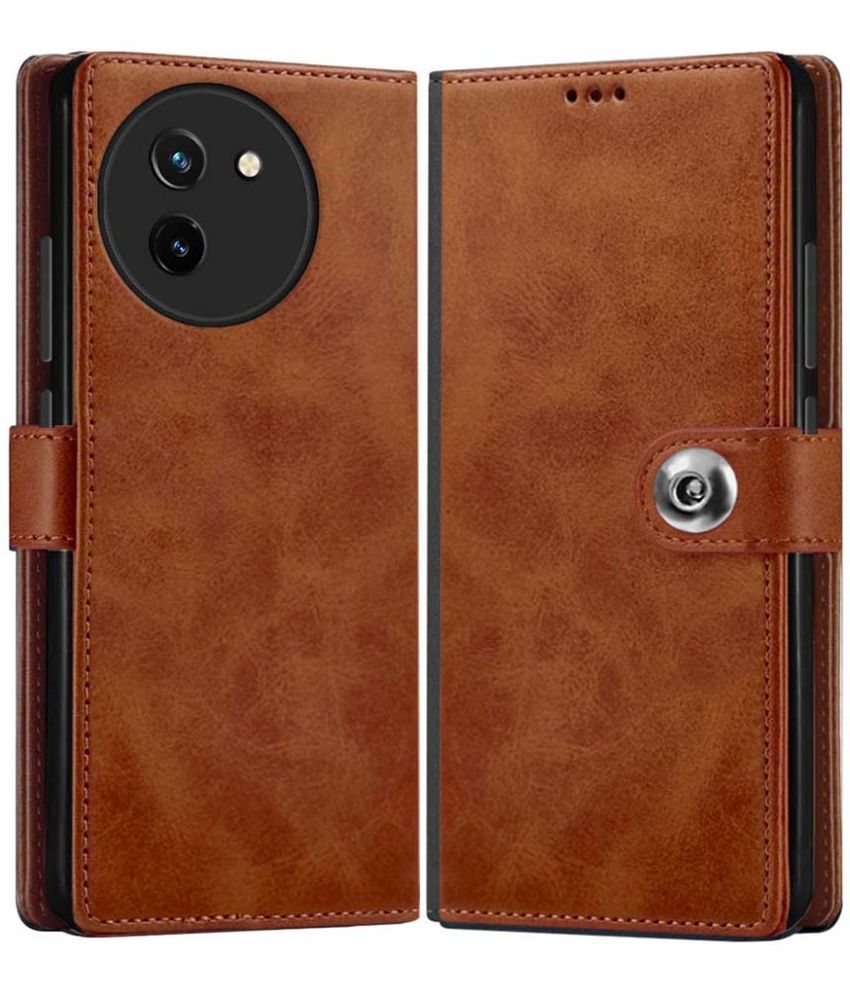     			NBOX Brown Flip Cover Leather Compatible For Vivo T3x 5G ( Pack of 1 )