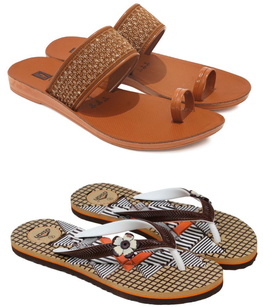     			ASIAN Brown Women's Flip Flop