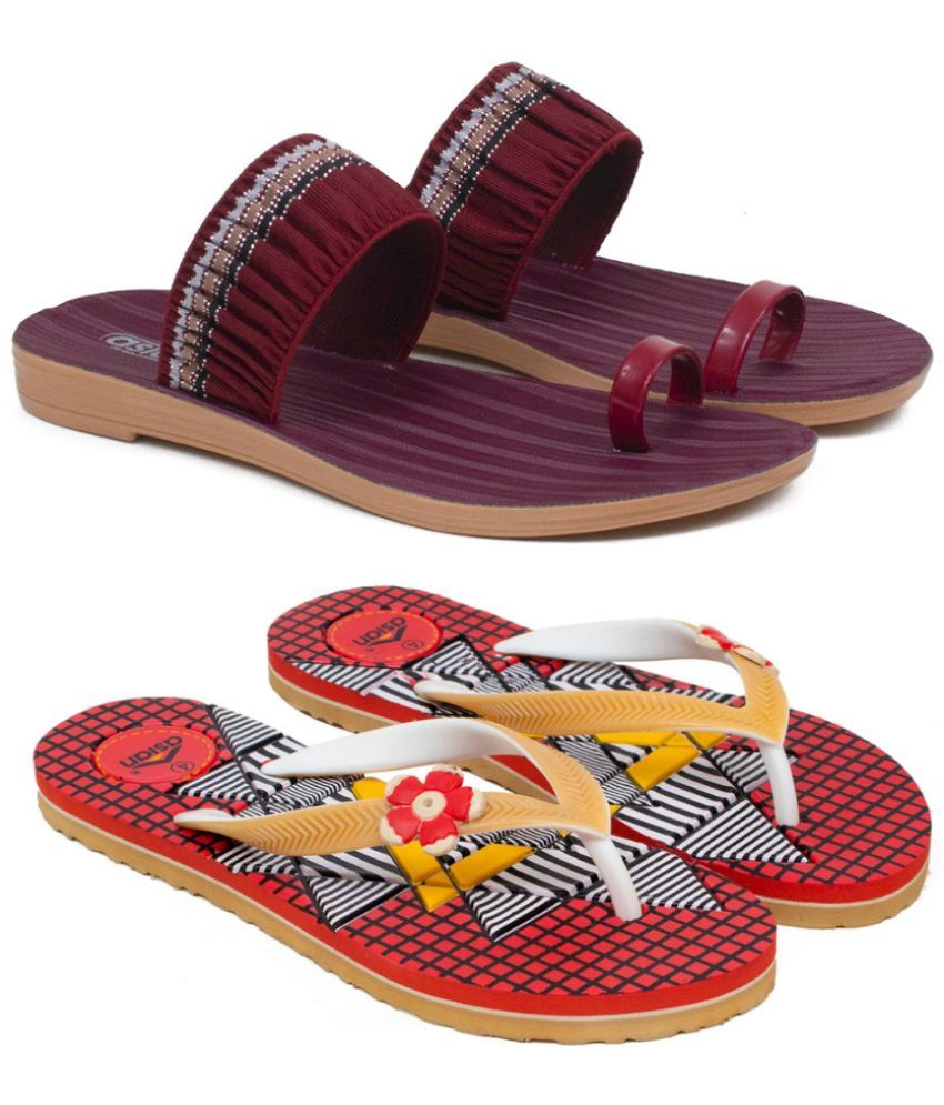     			ASIAN Red Women's Daily Slipper