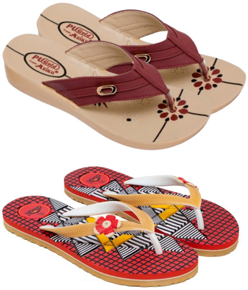     			ASIAN Red Women's Daily Slipper