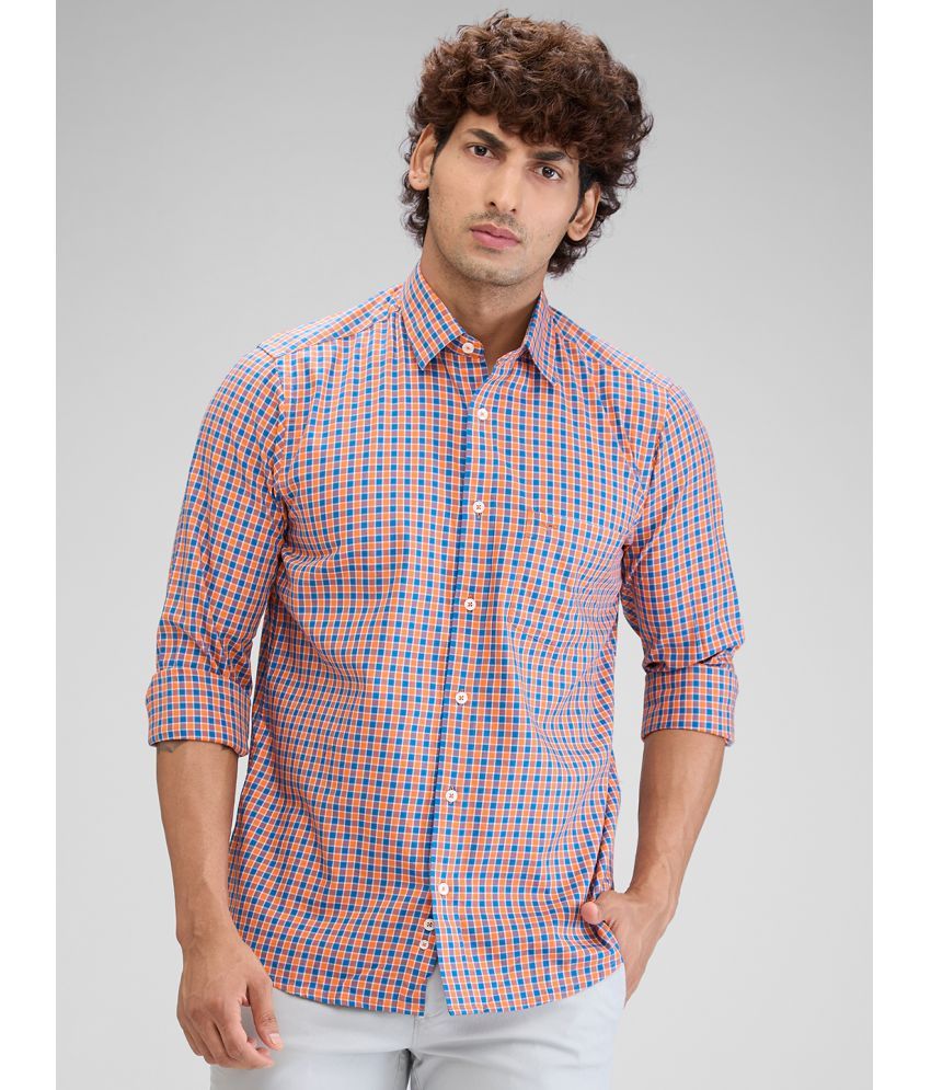     			Colorplus 100% Cotton Regular Fit Checks Full Sleeves Men's Casual Shirt - Orange ( Pack of 1 )