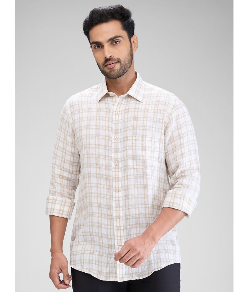     			Colorplus Linen Regular Fit Checks Full Sleeves Men's Casual Shirt - Beige ( Pack of 1 )