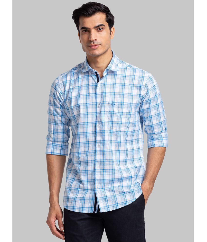     			Park Avenue 100% Cotton Slim Fit Checks Full Sleeves Men's Casual Shirt - Blue ( Pack of 1 )