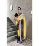 A TO Z CART Georgette Solid Saree With Blouse Piece - Yellow ( Pack of 1 )