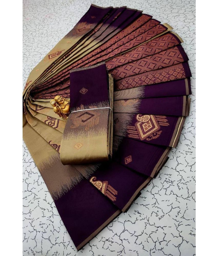     			A TO Z CART Banarasi Silk Solid Saree With Blouse Piece - Beige ( Pack of 1 )