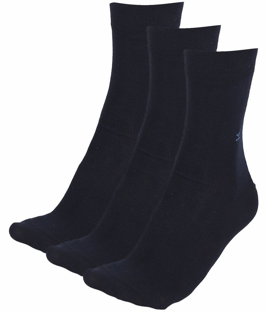     			Bodycare Cotton Blend Men's Solid Blue Mid Length Socks ( Pack of 3 )