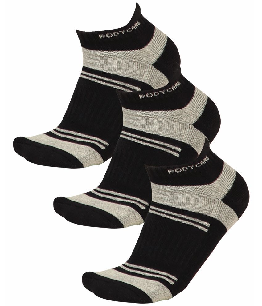     			Bodycare Cotton Blend Men's Colorblock Black Ankle Length Socks ( Pack of 3 )