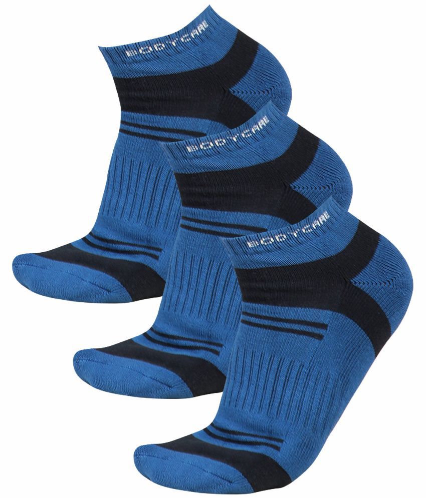     			Bodycare Cotton Blend Men's Colorblock Blue Ankle Length Socks ( Pack of 3 )