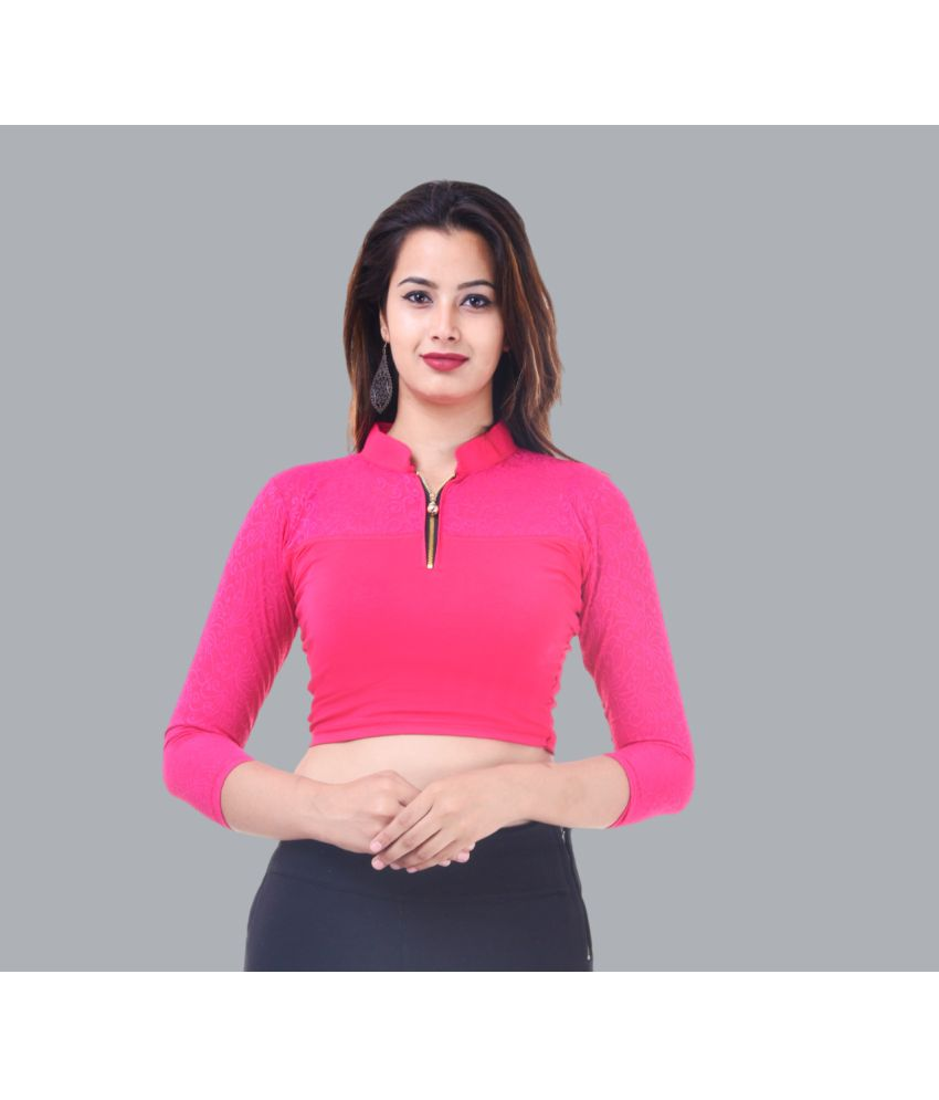     			Bulbul Pink Readymade without Pad Lycra Women's Blouse ( Pack of 1 )