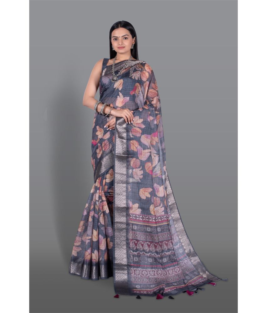     			Chashni Art Silk Printed Saree With Blouse Piece - Black ( Pack of 1 )