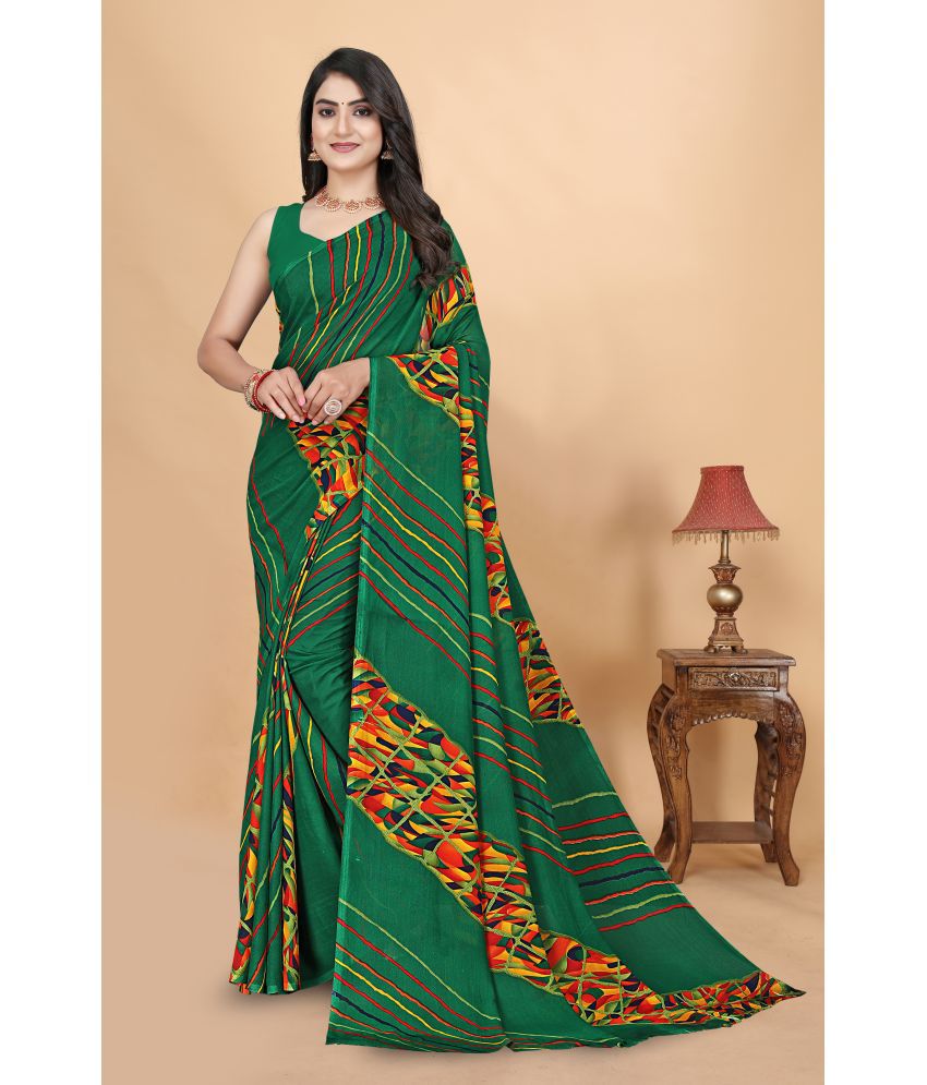     			Chashni Georgette Printed Saree With Blouse Piece - Green ( Pack of 1 )