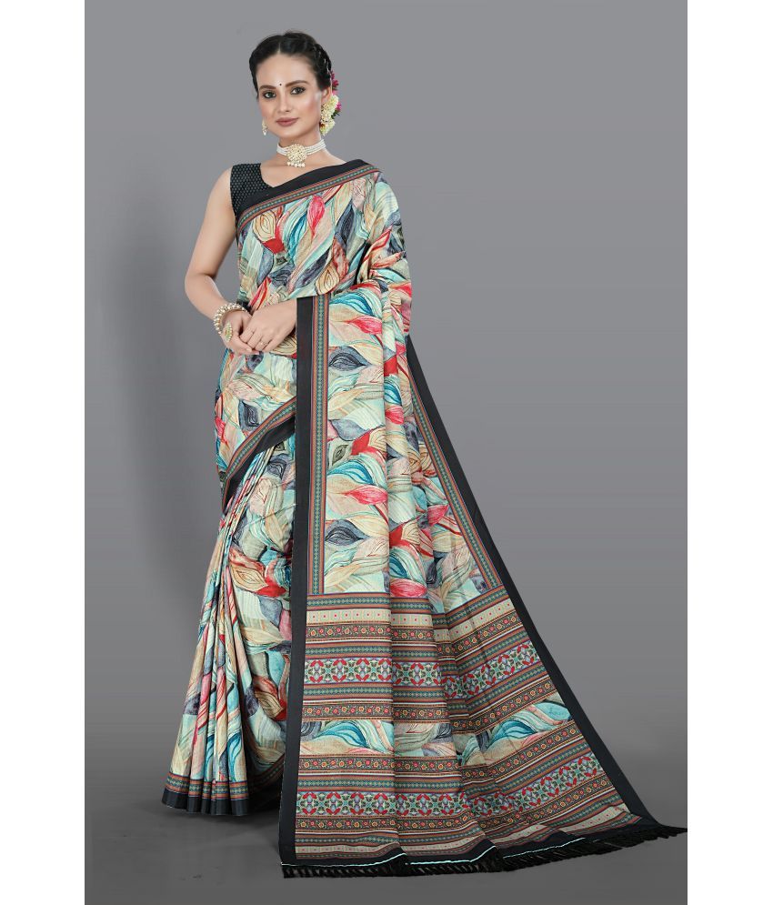     			Chashni Satin Printed Saree With Blouse Piece - Multicolor ( Pack of 1 )